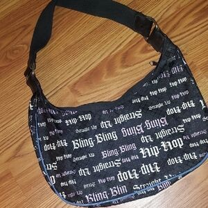 Black Hip-Hop Print Y2k Bag